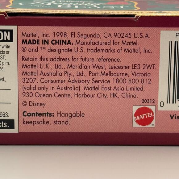 Vtg 1998 Disney Beauty and the Beast Belle Petite Holiday Princess Ornament NIB - Picture 6 of 8